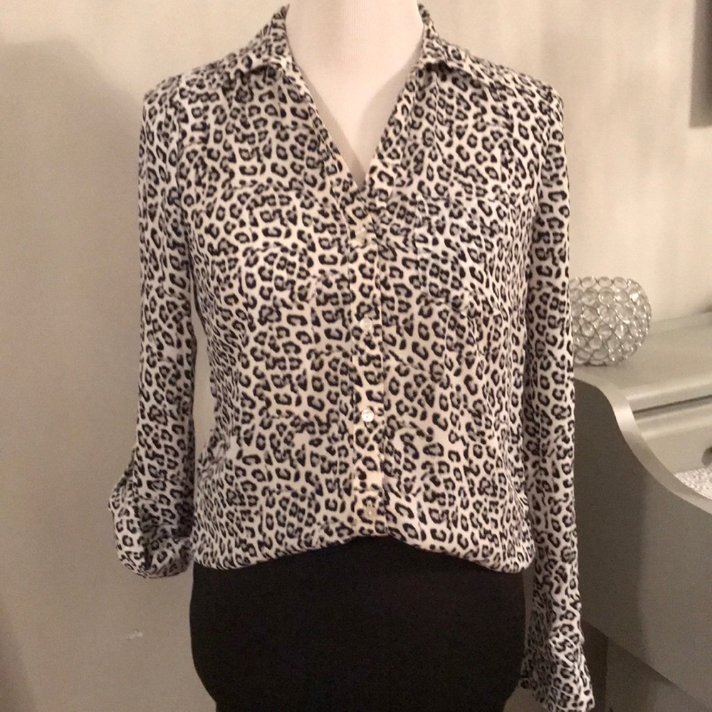 The Limited snow leopard print portofino shirt